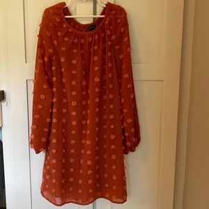 Girls Orange Ling Sleeved Dress